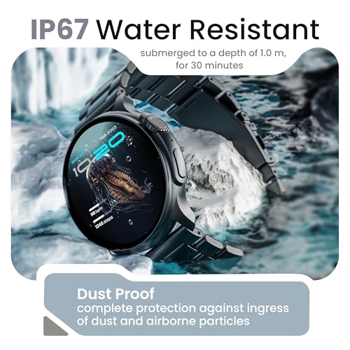 Boult Newly Launched Crown R Pro Smart Watch 1.43''HD AMOLED, Bluetooth Calling, Working Crown, Zinc Alloy Frame, 600 Nits Brightness, AI Voice Assistant, SpO2 Monitoring, 120+ Sports Mode (Jet Black) SaumyasStore