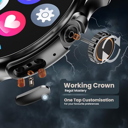 Boult Newly Launched Crown R Pro Smart Watch 1.43''HD AMOLED, Bluetooth Calling, Working Crown, Zinc Alloy Frame, 600 Nits Brightness, AI Voice Assistant, SpO2 Monitoring, 120+ Sports Mode (Jet Black) SaumyasStore