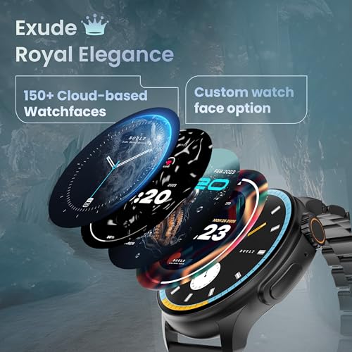 Boult Newly Launched Crown R Pro Smart Watch 1.43''HD AMOLED, Bluetooth Calling, Working Crown, Zinc Alloy Frame, 600 Nits Brightness, AI Voice Assistant, SpO2 Monitoring, 120+ Sports Mode (Jet Black) SaumyasStore