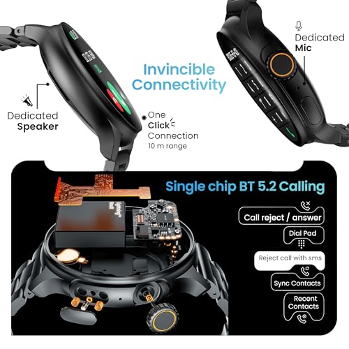 Boult Newly Launched Crown R Pro Smart Watch 1.43''HD AMOLED, Bluetooth Calling, Working Crown, Zinc Alloy Frame, 600 Nits Brightness, AI Voice Assistant, SpO2 Monitoring, 120+ Sports Mode (Jet Black) SaumyasStore