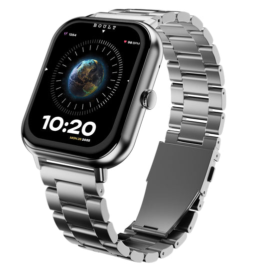 Boult Newly Launched Drift+ Smart Watch 1.85''HD Screen, Bluetooth Calling, IP68, 500 Nits Brightness,150+ Watchfaces, AI Voice Assistant, SpO2 Monitoring, 100+ Sports Mode Smartwatch (Chrome) SaumyasStore