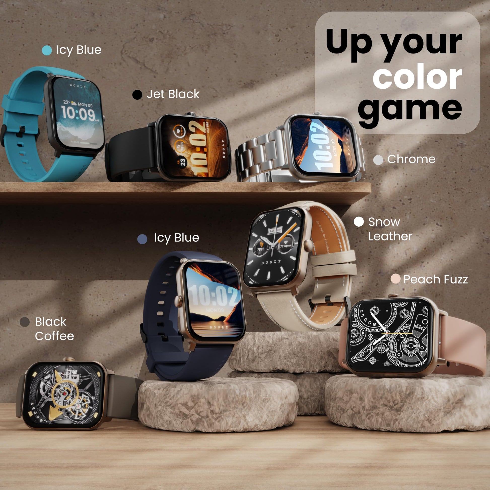 Boult Newly Launched Drift+ Smart Watch 1.85''HD Screen, Bluetooth Calling, IP68, 500 Nits Brightness,150+ Watchfaces, AI Voice Assistant, SpO2 Monitoring, 100+ Sports Mode Smartwatch (Chrome) SaumyasStore