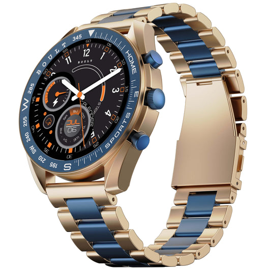 Boult Newly Launched Mirage Smart Watch 1.39''HD Screen, Bluetooth Calling, IP67, Zinc Alloy Frame, 500 Nits Brightness, AI Voice Assistant, SpO2 Monitoring, 120+ Sports Mode (Amber Blue) SaumyasStore