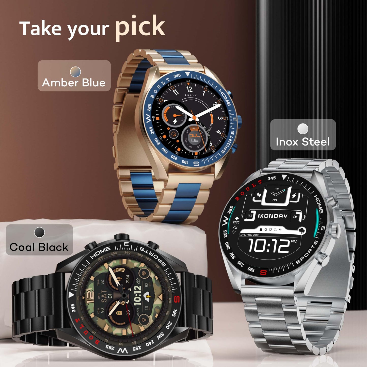 Boult Newly Launched Mirage Smart Watch 1.39''HD Screen, Bluetooth Calling, IP67, Zinc Alloy Frame, 500 Nits Brightness, AI Voice Assistant, SpO2 Monitoring, 120+ Sports Mode (Amber Blue) SaumyasStore
