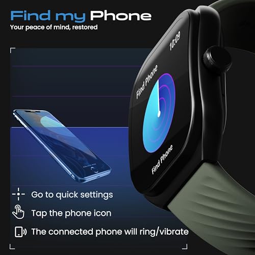 Boult Newly Launched Trail Smart Watch 2.01'' 3D Curved HD Display, BT Calling, Working Crown, 190+Watchfaces, 500 Nits Brightness, AI Voice Assistant, SpO2 Monitoring, 120+ Sports Mode (Jade Green) SaumyasStore