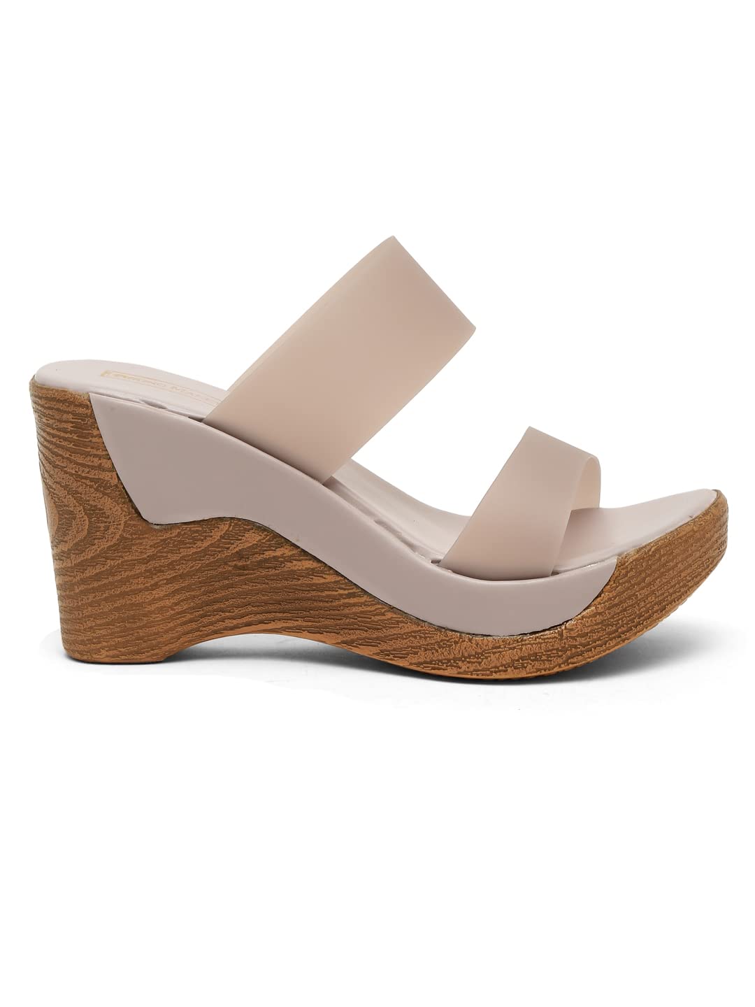 Bruno Manetti Women's Grey Slipon Back Open Round Toe Comfort Wedges - SaumyasStore