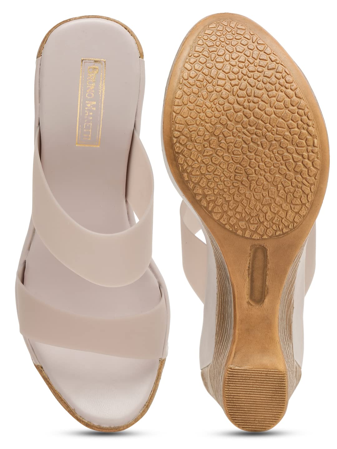 Bruno Manetti Women's Grey Slipon Back Open Round Toe Comfort Wedges - SaumyasStore