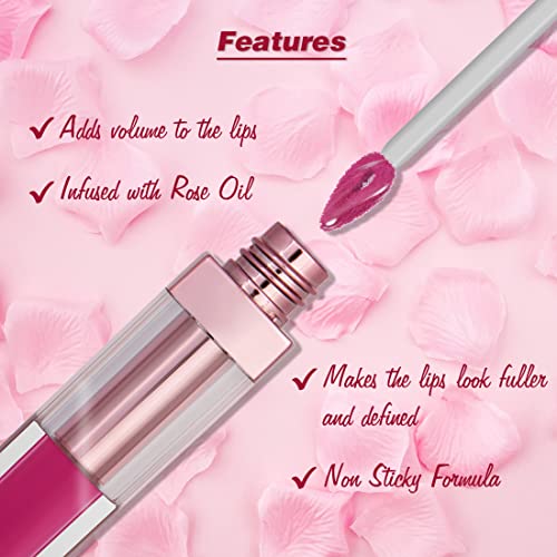COLORESSENCE Roseate Tinted Lip Gloss Infused with Rose Oil | Lightweight Long Lasting Hydrating Lip Plumper for Shine & Fuller Lips | 6ml - Pink Berry SaumyasStore