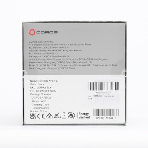 COROS APEX 2 GPS Outdoor Watch, 1.2" Sapphire Screen, 13 Days/40 Hours Battery Life, 5 Satellite Systems, Offline Maps, Heart Rate Monitor, Music, Triathlon, Multisport, Training Plan-Black SaumyasStore