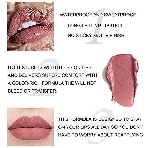 COSLUXE 12Pcs Velvet Matte Liquid Lipstick Set, Waterproof Long Lasting Non-Stick Cup Not Fade Nude Lip Gloss Set, UP TO 24 HOURS, Professional Lip Makeup Gift Kit for Women Girl 2.5x12 SaumyasStore