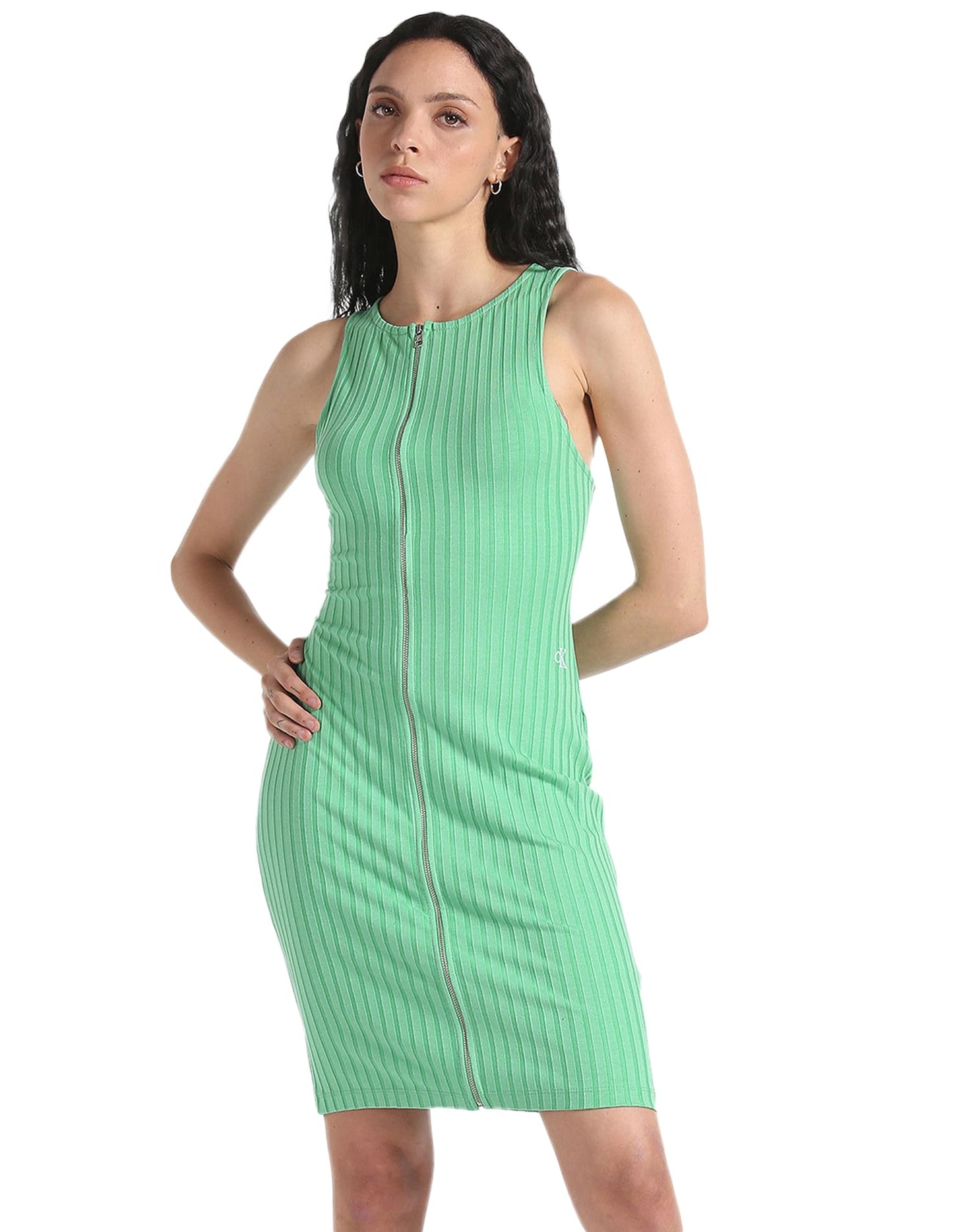 Calvin Klein Women's Viscose Bodycon Above The Knee Dress (Neptunes Wave) - SaumyasStore