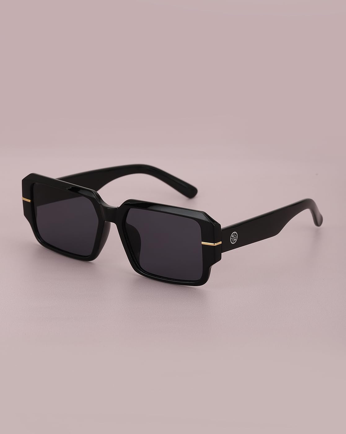 Carlton London Black with Gold toned UV Protected Square Sunglass for Unisex SaumyasStore