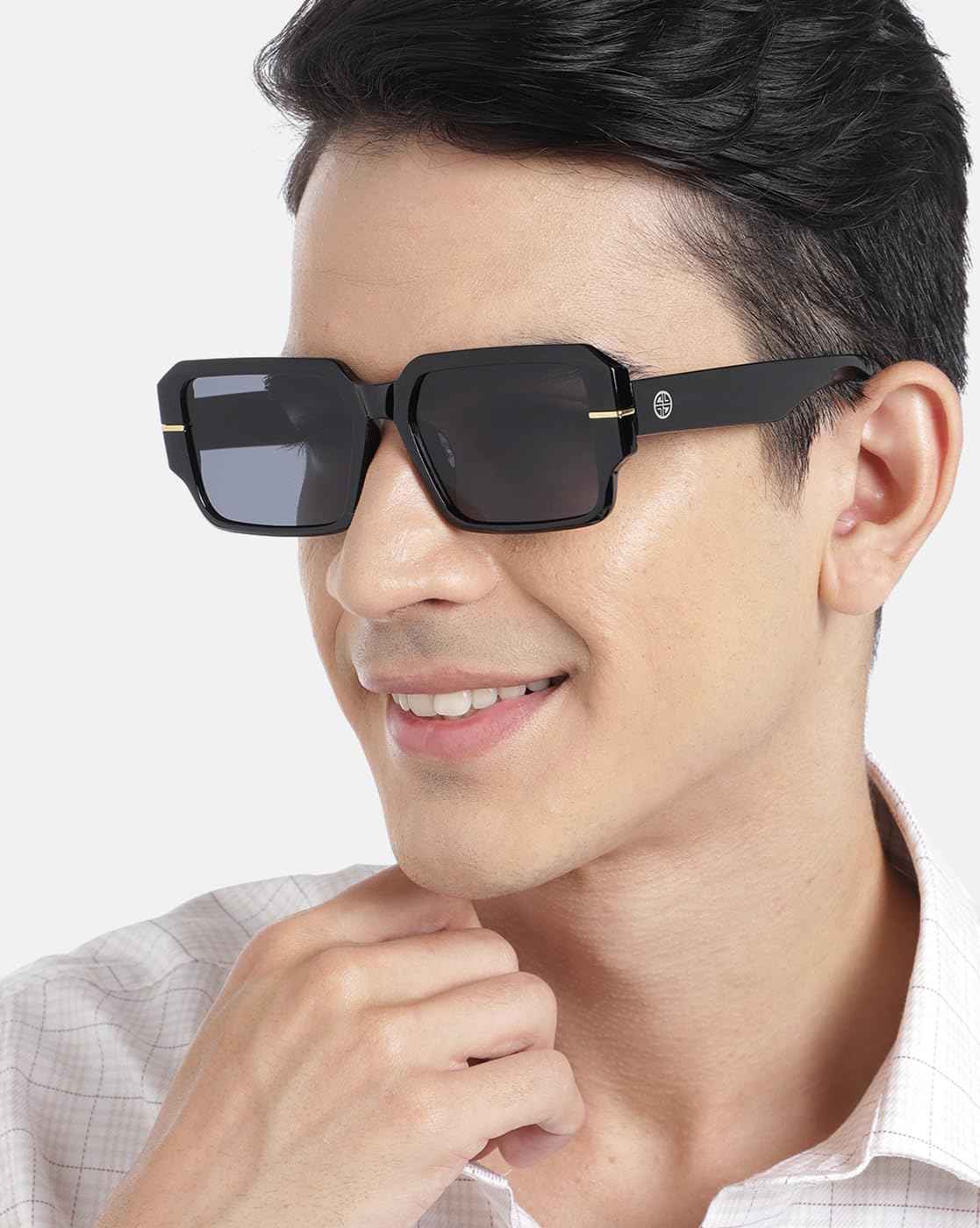 Carlton London Black with Gold toned UV Protected Square Sunglass for Unisex SaumyasStore