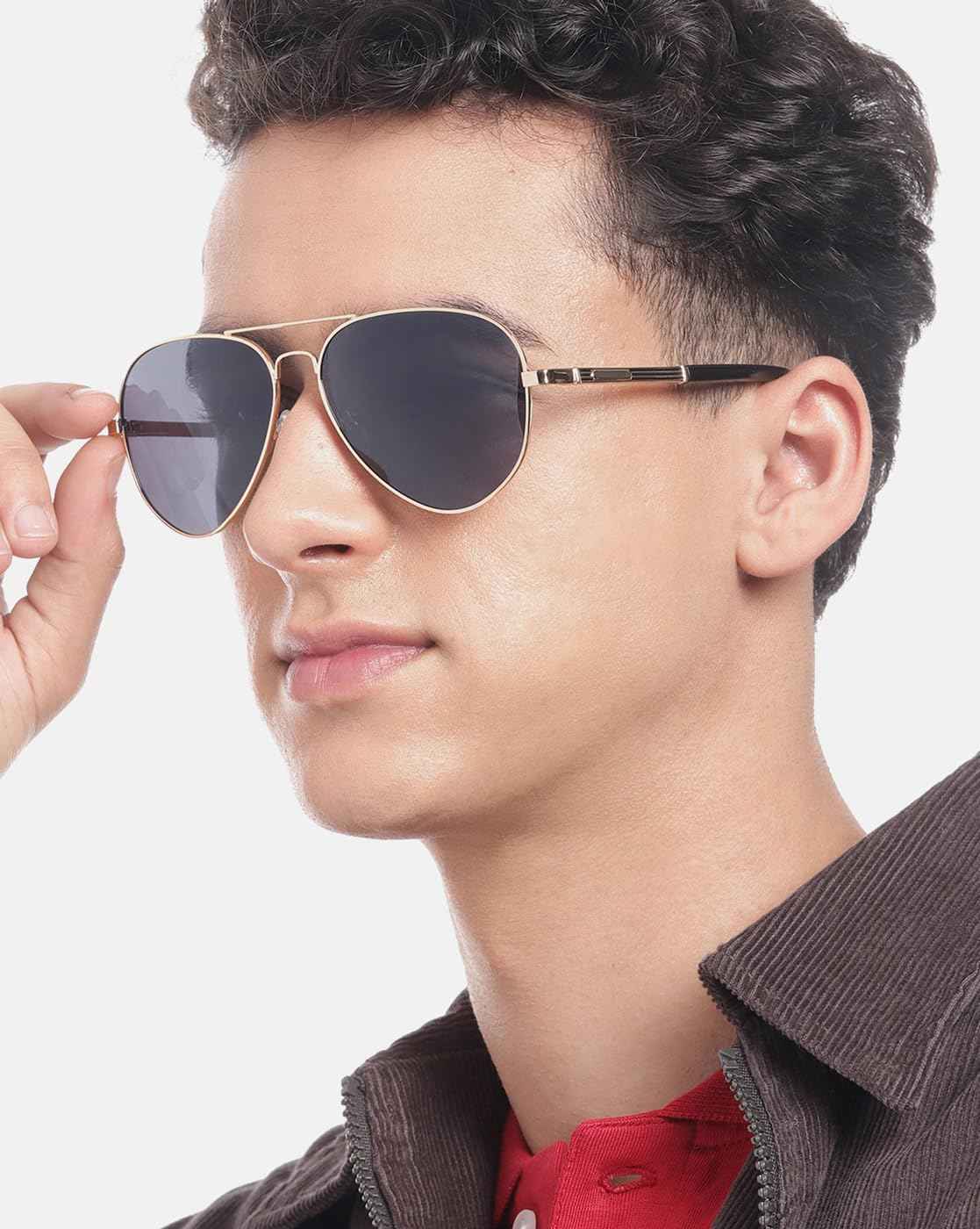 Carlton London Premium Gold with Black Toned & Polarised Lens Aviator Sunglass for men SaumyasStore