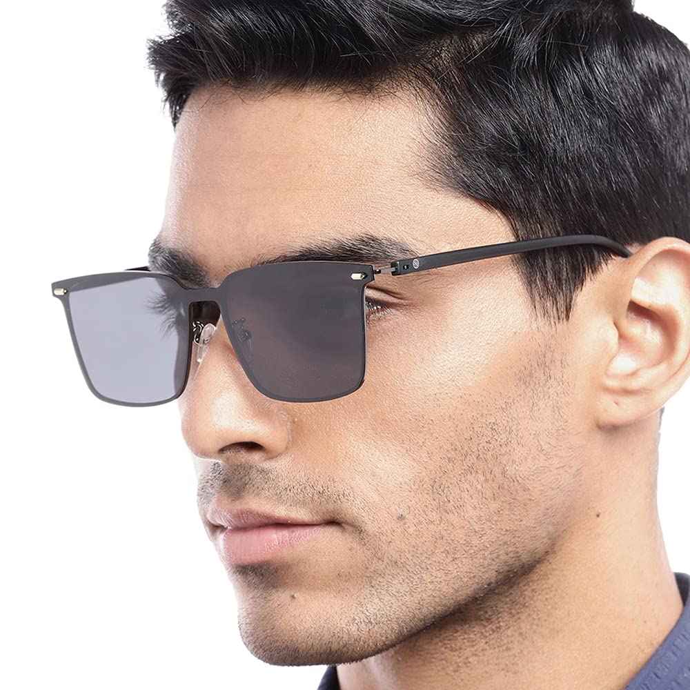 Carlton London-Premium-Men's-Black Toned Polarised and UV Protected Lens Square SunglassesCLSM144 SaumyasStore
