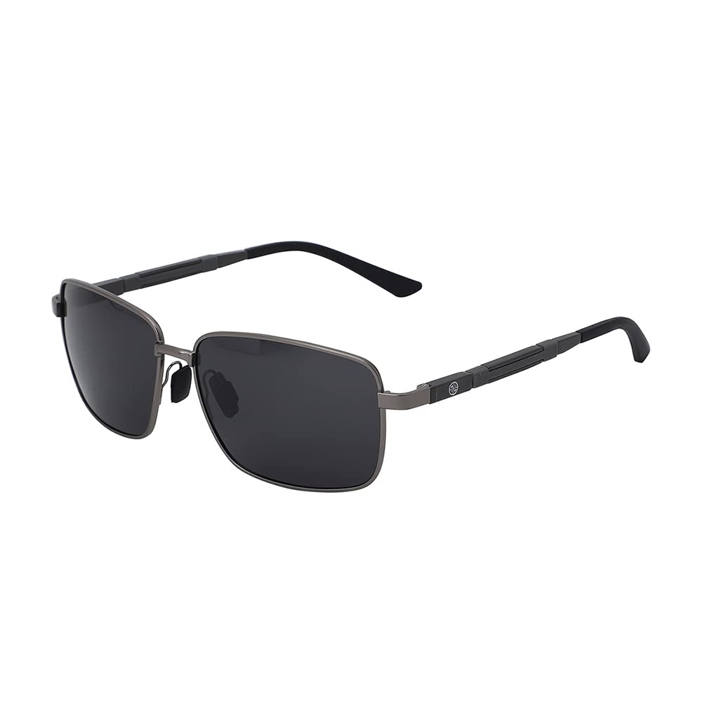 Carlton London-Premium-Men's-Metallic Toned Polarised and UV Protected Lens Rectangle Sunglasses SaumyasStore