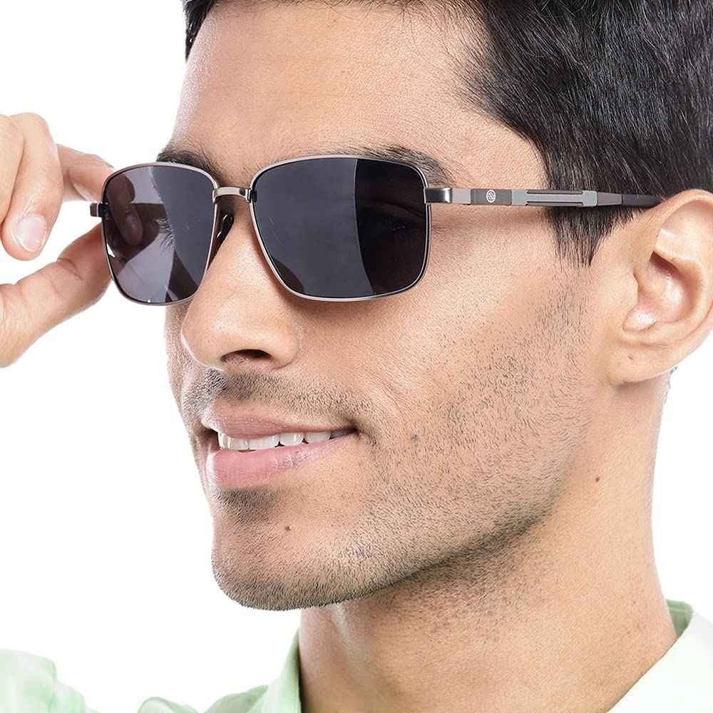 Carlton London-Premium-Men's-Metallic Toned Polarised and UV Protected Lens Rectangle Sunglasses SaumyasStore