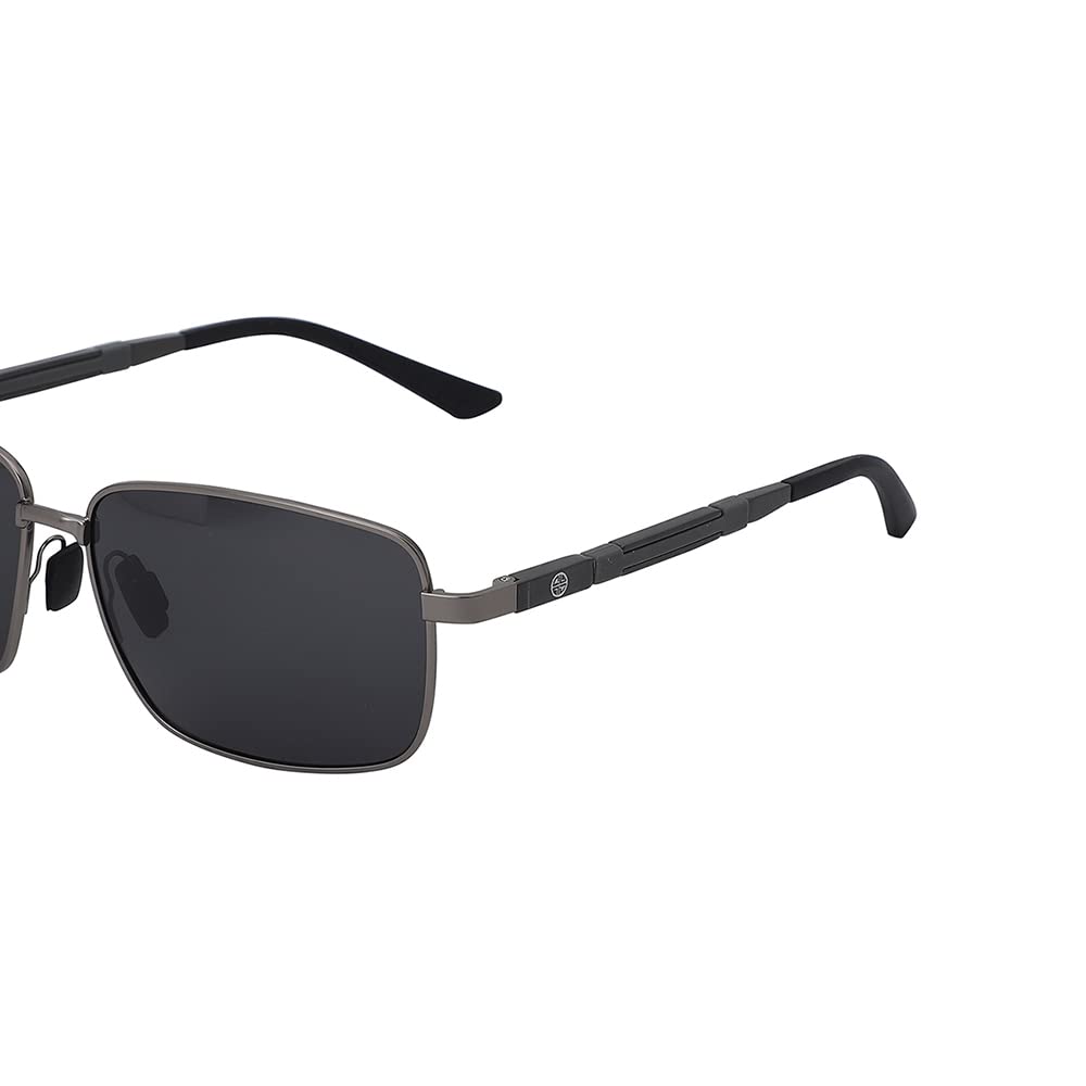 Carlton London-Premium-Men's-Metallic Toned Polarised and UV Protected Lens Rectangle Sunglasses SaumyasStore