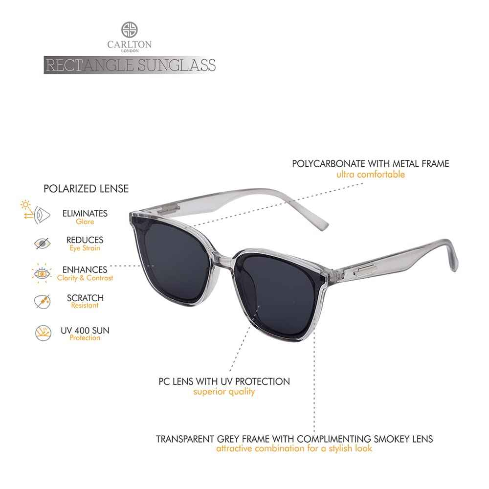Carlton London-Premium-Men's-Transparent Toned Polarised and UV Protected Lens Rectangle Sunglasses SaumyasStore