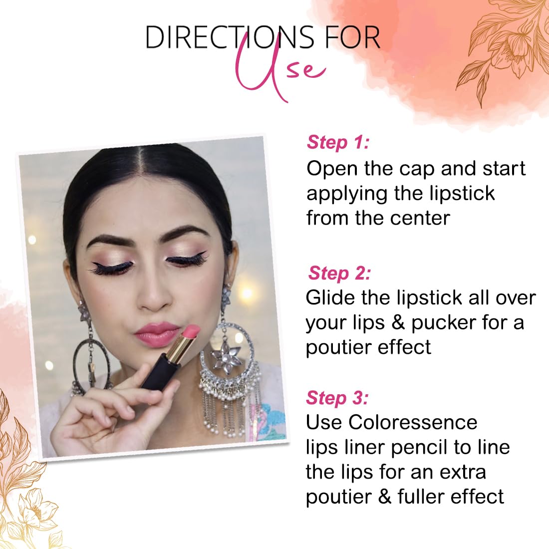 Coloressence Intense Long Wear Lip Color Non Sticky Long Lasting Moisturising Glossy Lipstick - Rossy Bliss, 3.3G SaumyasStore