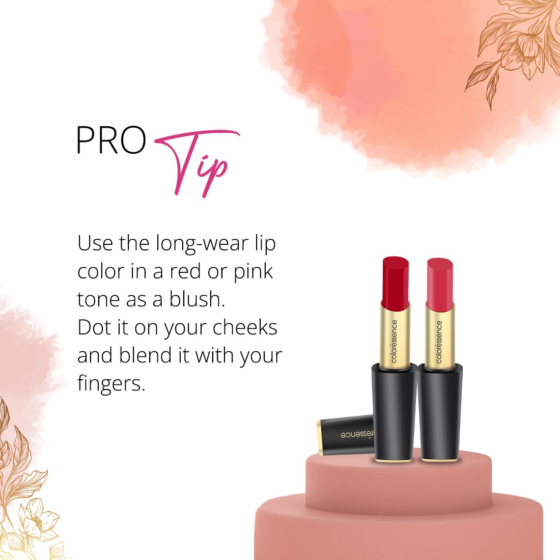 Coloressence Intense Long Wear Lip Color Non Sticky Long Lasting Moisturising Glossy Lipstick - Rossy Bliss, 3.3G SaumyasStore