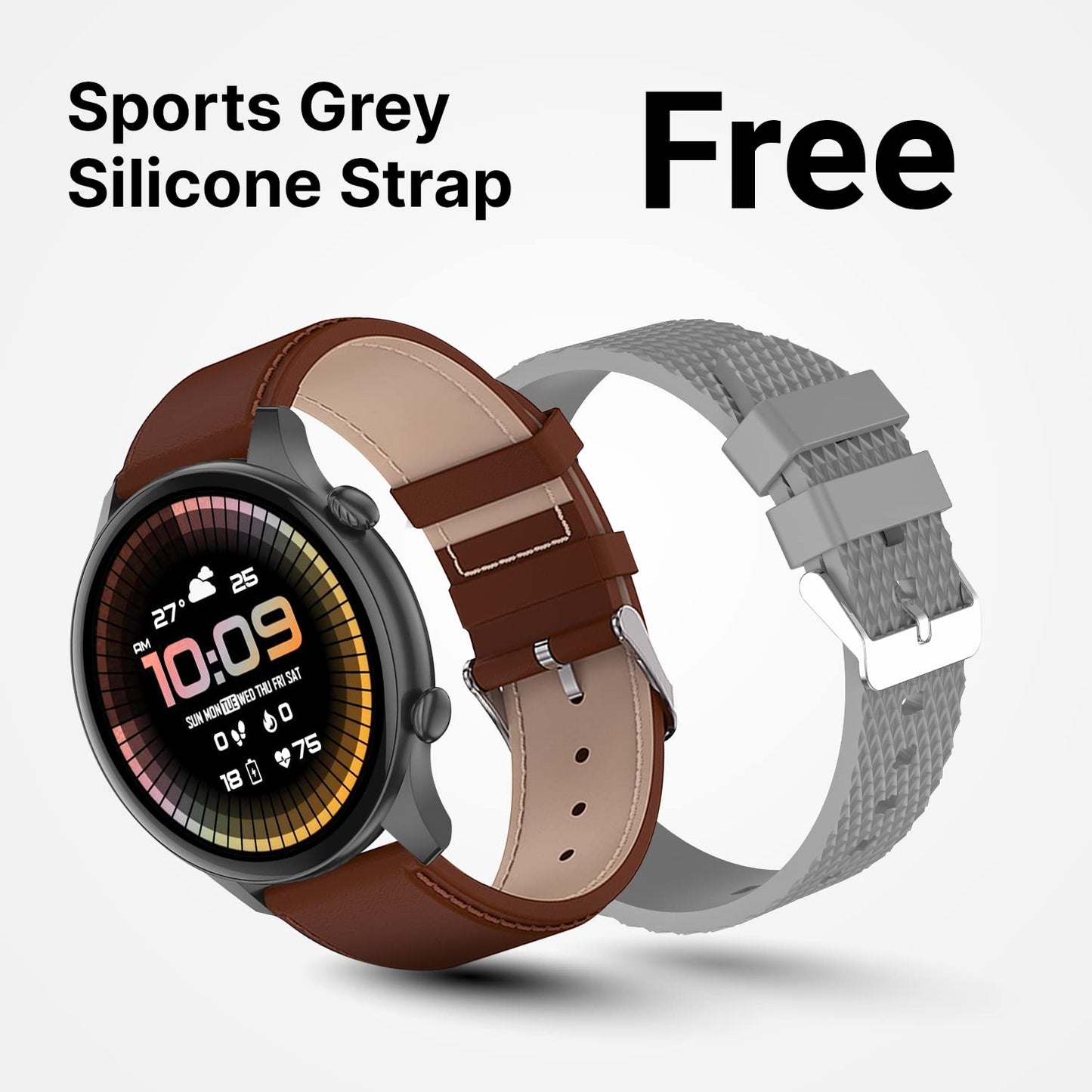 CrossBeats Orbit Infiniti 2.0, Large 1.43'' AMOLED Display Smartwatch with Ai ENC BT Calling,1000+Songs 4GB Storage, Connect TWS,10 Days Battery,Always on Display,300+Sports Modes, Free Strap Brown SaumyasStore