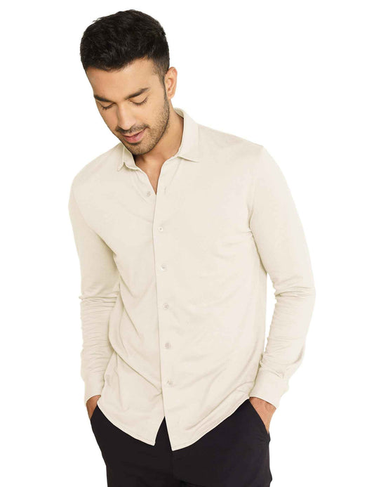 DAMENSCH Constant Cotton Thermoregulating Pique Full Shirts-Pack of 1-Ivory White-X-Large SaumyasStore