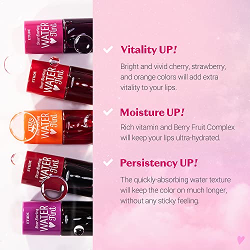 ETUDE Dear Darling Water Gel Luminous Lip & Cheek Tint| Long Lasting, Waterproof, Smudgeproof |Korean Makeup|Shade- 01,Strawberry Ade-9Gm SaumyasStore