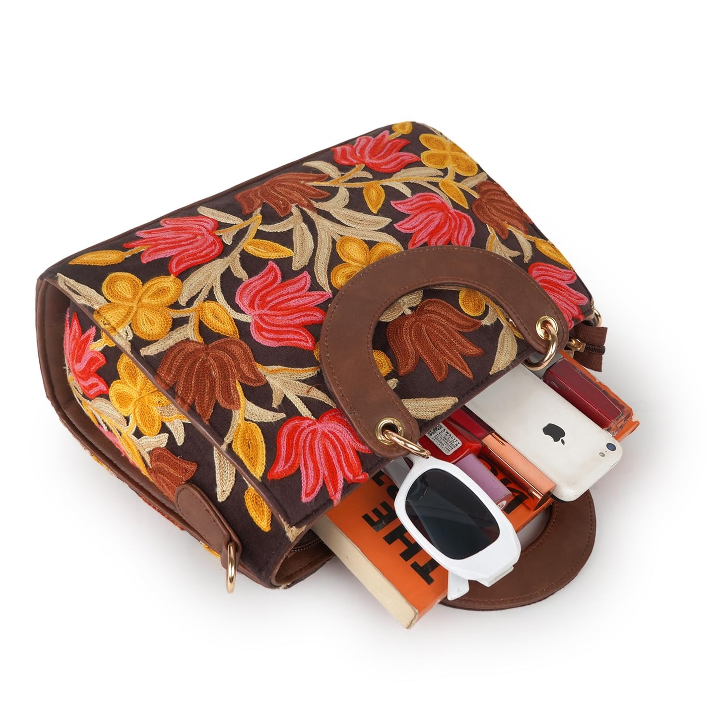 EVEDA Synthetic Leather Gorgeous Embroidery Stylish Design Shoulder Crossbody Hobo Women Handbag - SaumyasStore