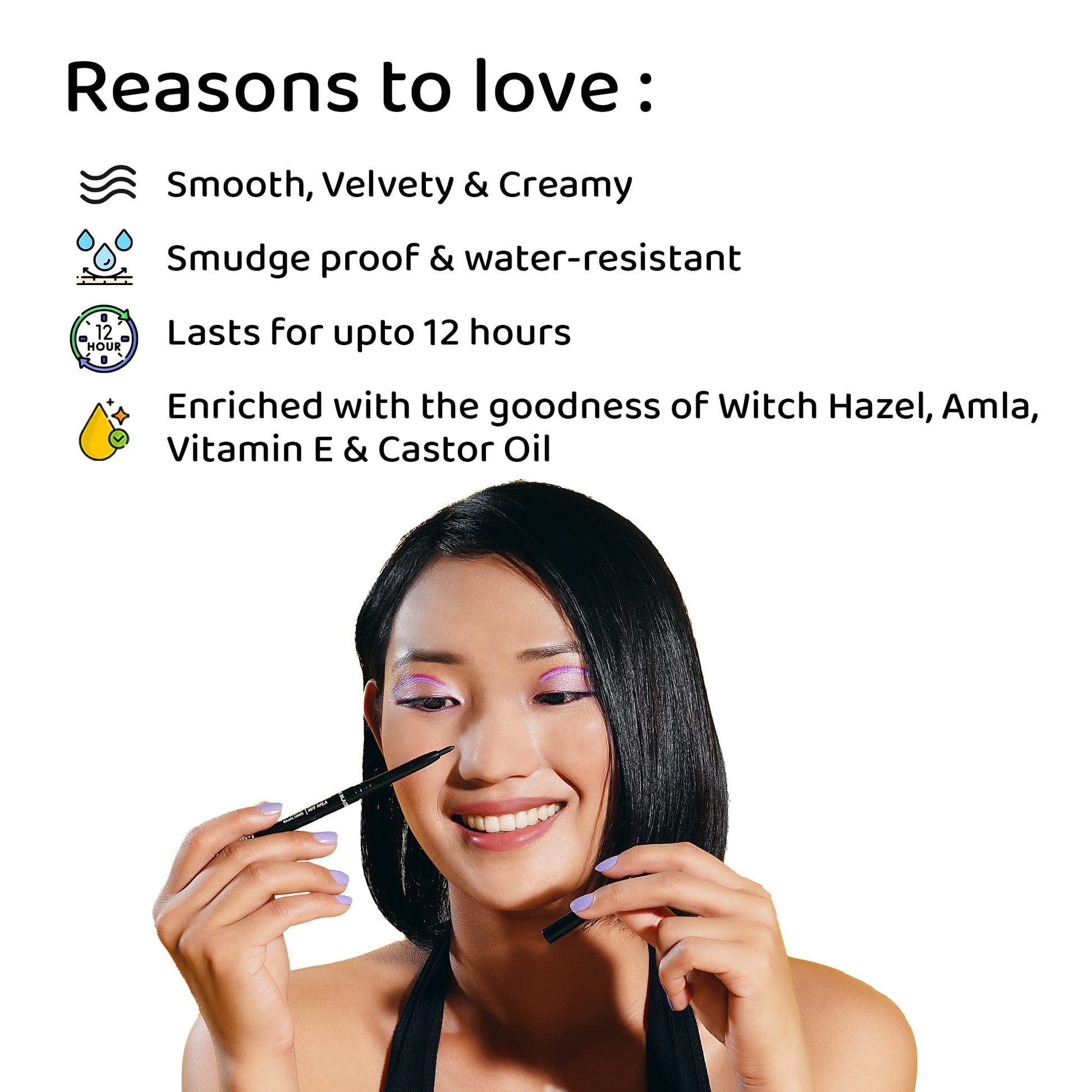 Elitty Black Out Kohl- Intense Black Kajal, Smudge Resistant, Fade Proof, Infused with Witch Hazel, Amla,Almond Oil, Castor Oil & Chamomile Oil, Vegan & Cruelty Free - .27gm SaumyasStore