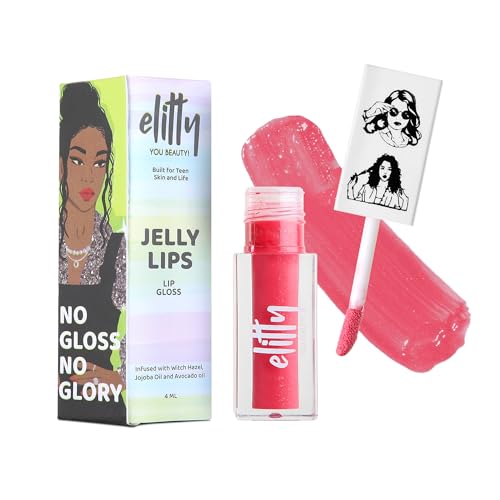Elitty Jelly Lips- Pink Lip Gloss for High Shine, Glossy Finish & Hydrating Lips with Jajoba Oil & Vitamin E | Vegan & Cruelty-Free, Pretty Drip (4 ML) SaumyasStore