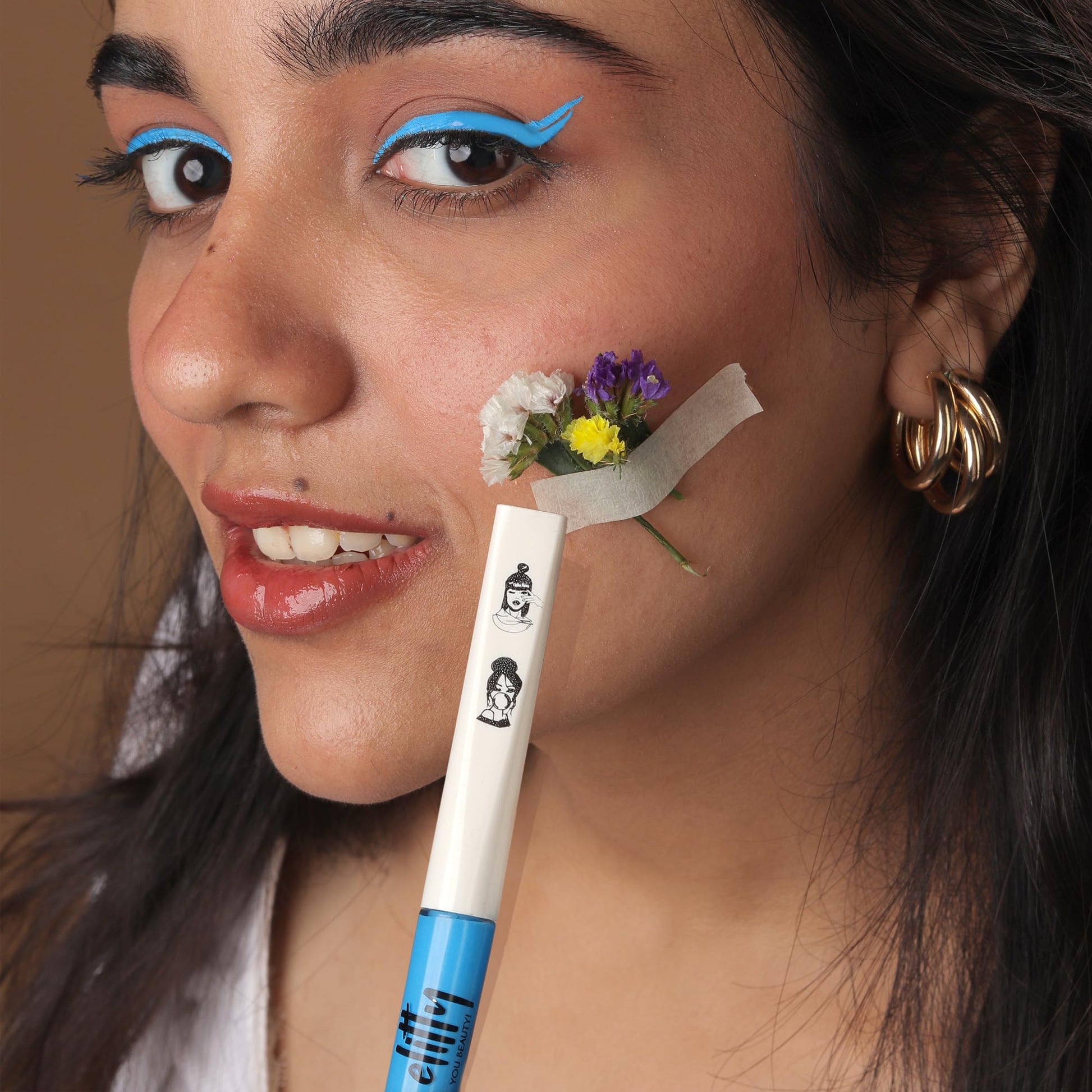 Elitty Light Blue Pop Colour Eyeliner, Matte Finish | Long Lasting, Water Proof, Smudge Proof | Amla and Almond oil enriched| Vegan & Cruelty Free, Easy Application, Liquid Eyeliner (Santorini) - 4ml SaumyasStore