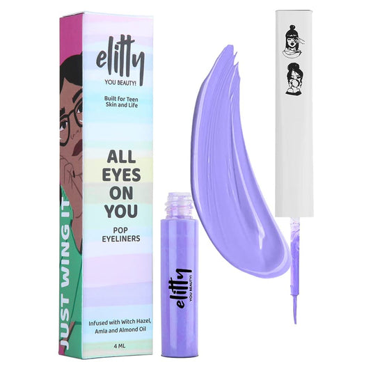 Elitty Purple Pop Colour Eyeliner, Matte Finish | Long Lasting, Water Proof, Smudge Proof | Amla and Almond oil enriched| Vegan & Cruelty Free, Easy Application, Liquid Eyeliner (Lilac Dreams) - 4ml SaumyasStore