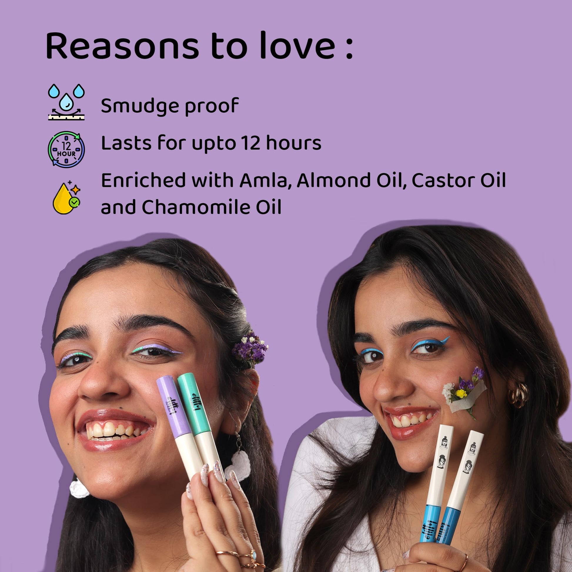 Elitty Red Pop Colour Eyeliner, Metallic Finish | Long Lasting, Water Proof, Smudge Proof | Amla and Almond oil enriched| Vegan & Cruelty Free, Easy Application, Liquid Eyeliner (Lunar Magic) - 4ml - SaumyasStore