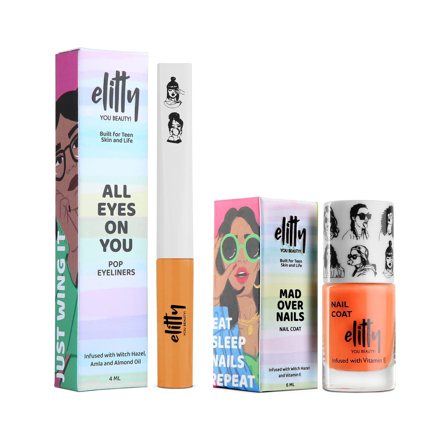 Elitty She’s Fire combo- (Eyeliner- Devil’s Advocate 4 ML, Nail Paint-Juicy Gossip 6 ML)- Pack of 2 SaumyasStore