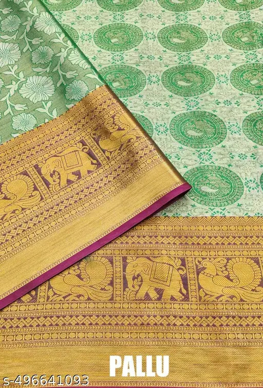 Embellished, Woven Kanjivaram Jacquard, Pure Silk Saree SaumyasStore