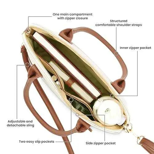 Everyday Edge Satchel | Faux-Leather Women's Handbags | Satchel for Casual Carry SaumyasStore