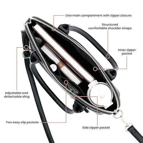 Everyday Edge Satchel | Faux-Leather Women's Handbags | Satchel for Casual Carry SaumyasStore