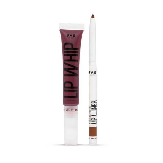 FAE Beauty Lip Whip 12Hr Matte Liquid Lipstick + Re:Define Lip Liner Set | Long Wear | Matte | Non Drying | Transferproof | Shades - Tempt & Topline SaumyasStore