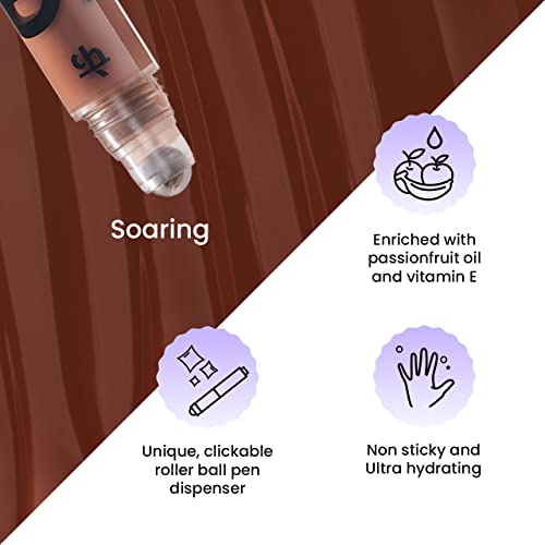 FAE Beauty Peptide Lip Gloss | With Passionfruit Oil & Argireline to Smoothen, Even, and Soften Lips | Non Sticky | Hydrating | Vegan | Shade Soaring | Nude Brown Gloss SaumyasStore