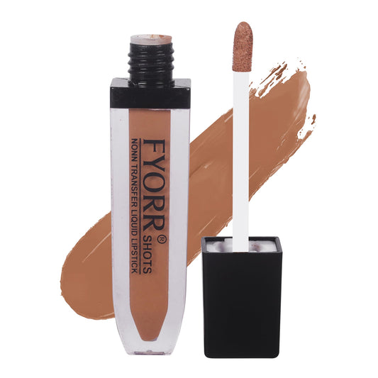 FYORR Non Transfer Liquid Lipstick Waterproof Ultra Pigmented Matte Non-Sticky Smooth Finish Lip Color, 6ml (Paraben Cruelty Free) (Sandle_Brown) SaumyasStore