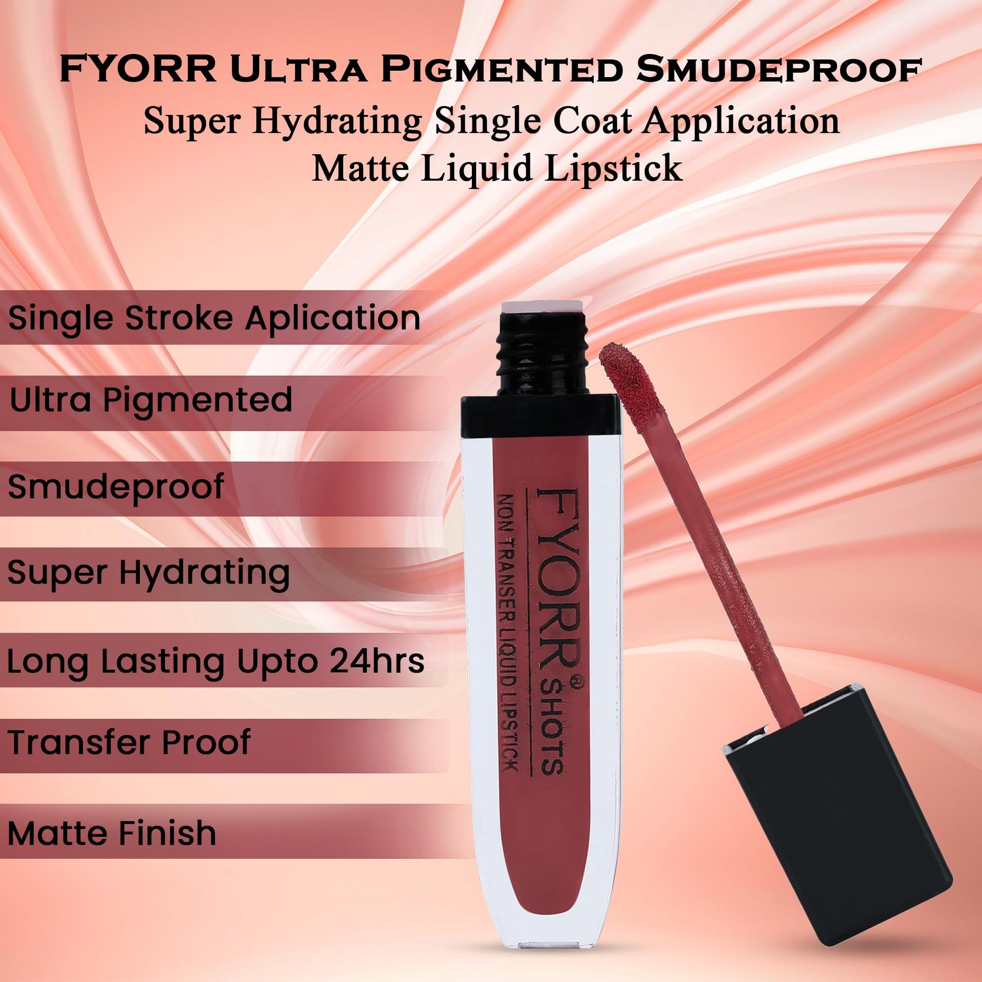 FYORR Non Transfer Liquid Lipstick Waterproof Ultra Pigmented Matte Non-Sticky Smooth Finish Lip Color, 6ml (Paraben Cruelty Free) (Sandle_Brown) SaumyasStore