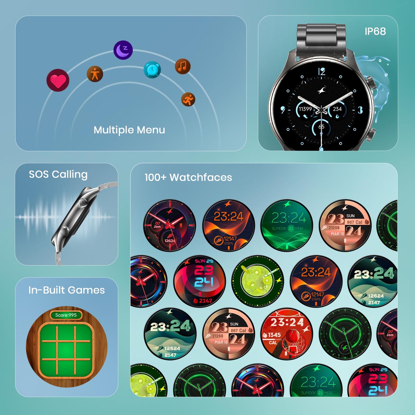 Fastrack Astor FR2 Pro Smart Watch, 1.43” AMOLED Display, 466 * 466 Pixel Resolution, SingleSync BT Calling, AI Voice Assistant, 100+ Sports Modes and Smartwatch Faces, IP68 (Rose Gold) SaumyasStore