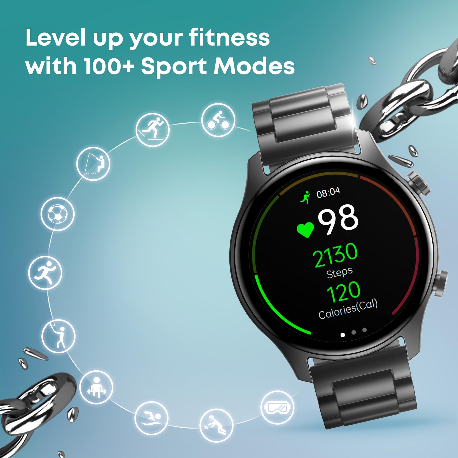 Fastrack Astor FR2 Pro Smart Watch, 1.43” AMOLED Display, 466 * 466 Pixel Resolution, SingleSync BT Calling, AI Voice Assistant, 100+ Sports Modes and Smartwatch Faces, IP68 (Rose Gold) SaumyasStore