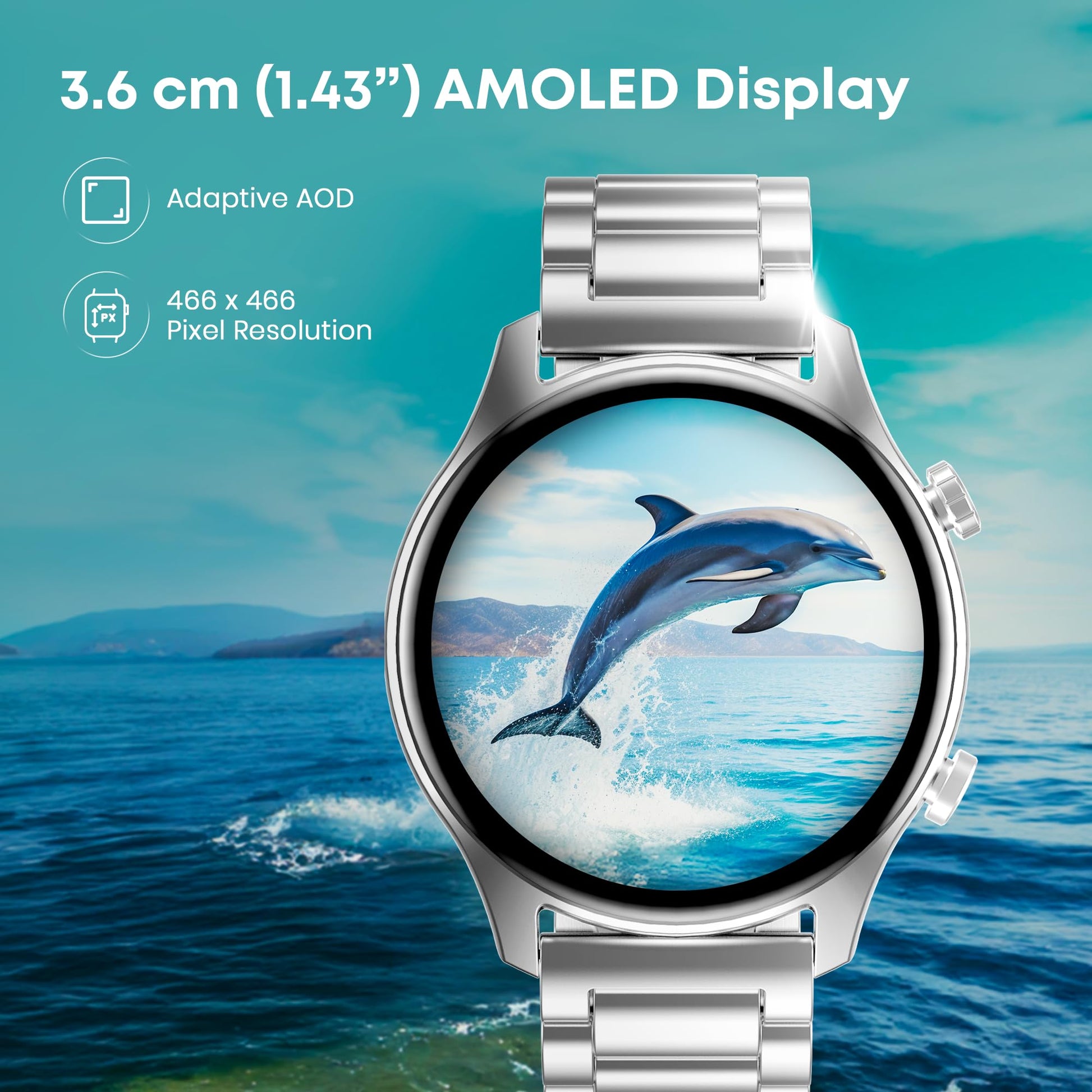 Fastrack Astor FR2 Pro Smart Watch, 1.43” AMOLED Display, 466 * 466 Pixel Resolution, SingleSync BT Calling, AI Voice Assistant, 100+ Sports Modes and Smartwatch Faces, IP68 (Rose Gold) SaumyasStore