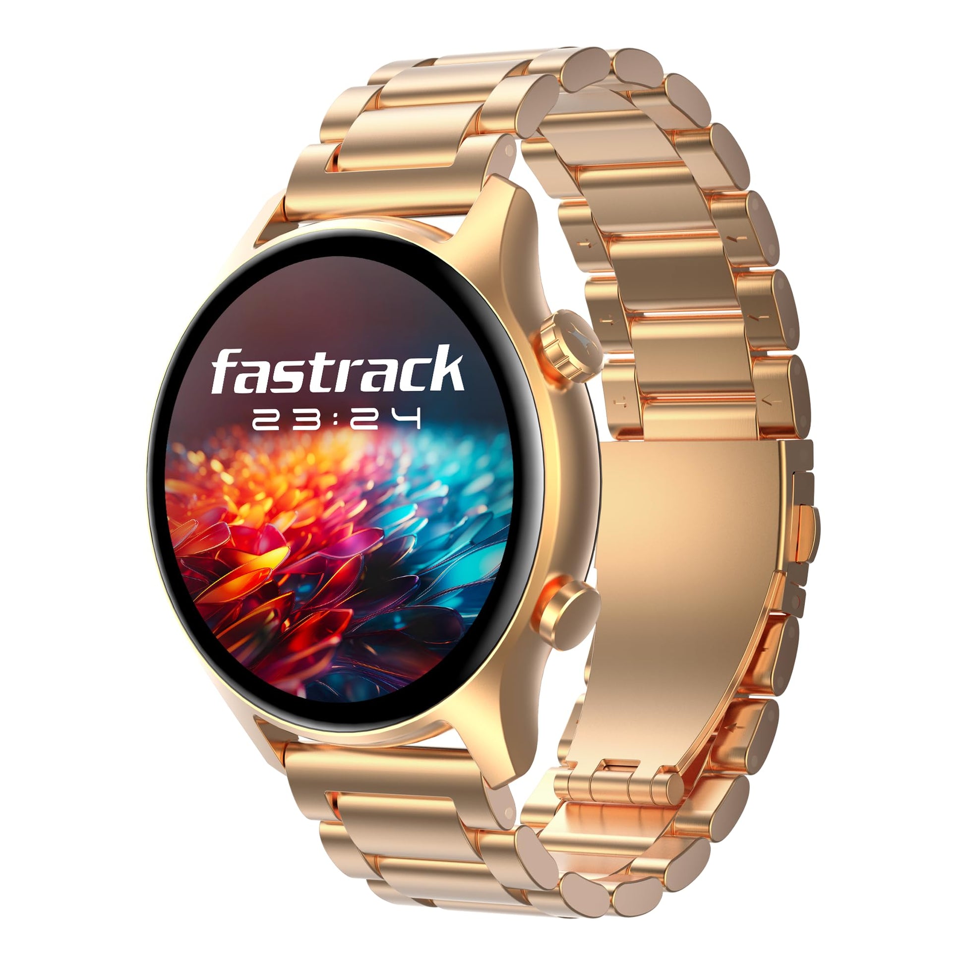Fastrack Astor FR2 Pro Smart Watch, 1.43” AMOLED Display, 466 * 466 Pixel Resolution, SingleSync BT Calling, AI Voice Assistant, 100+ Sports Modes and Smartwatch Faces, IP68 (Rose Gold) SaumyasStore