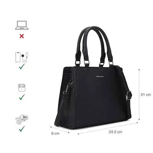 Fastrack Casual Satchel Bag with Top Zipper for Girls, Medium Size with Detachable Sling and Handheld Handles, Made with Premium Faux Leather SaumyasStore