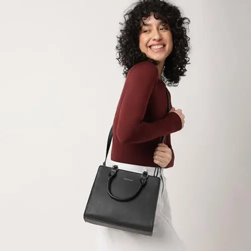 Fastrack Casual Satchel Bag with Top Zipper for Girls, Medium Size with Detachable Sling and Handheld Handles, Made with Premium Faux Leather SaumyasStore