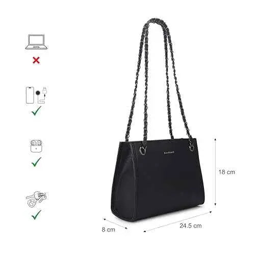 Fastrack Casual Shoulder Bag with Top Zipper Closure for Girls, Medium Size with Internal Zipper Pocket, Made with Premium Faux Leather, Versatile and Durable Design SaumyasStore