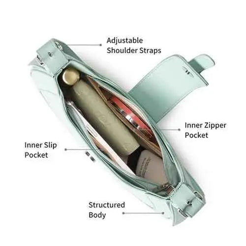 Fastrack Casual Shoulder Bag with Zipper and Magnet Closure for Girls, Medium Size with Internal Zipper Pocket, Made with Premium Faux Leather SaumyasStore